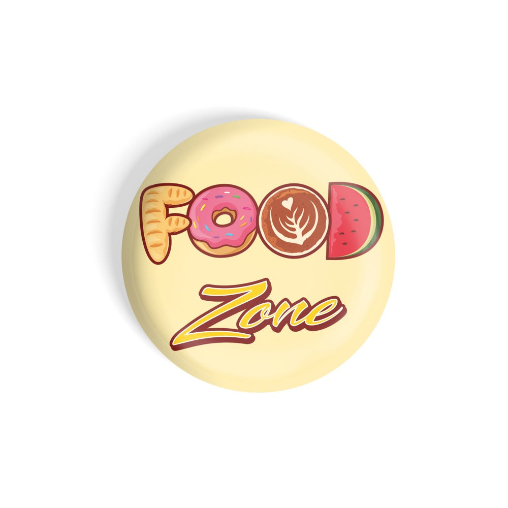 dhcrafts Round Fridge Magnet Yellow Food Lovers Food Zone D2 Glossy Finish Design Pack of 1 (58 mm)